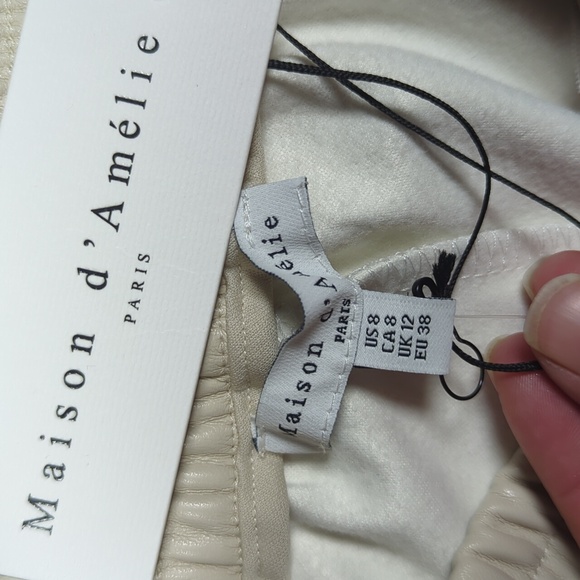 Maison D'Amelie Cream Faux Leather Pants Size 8 - Picture 8 of 11